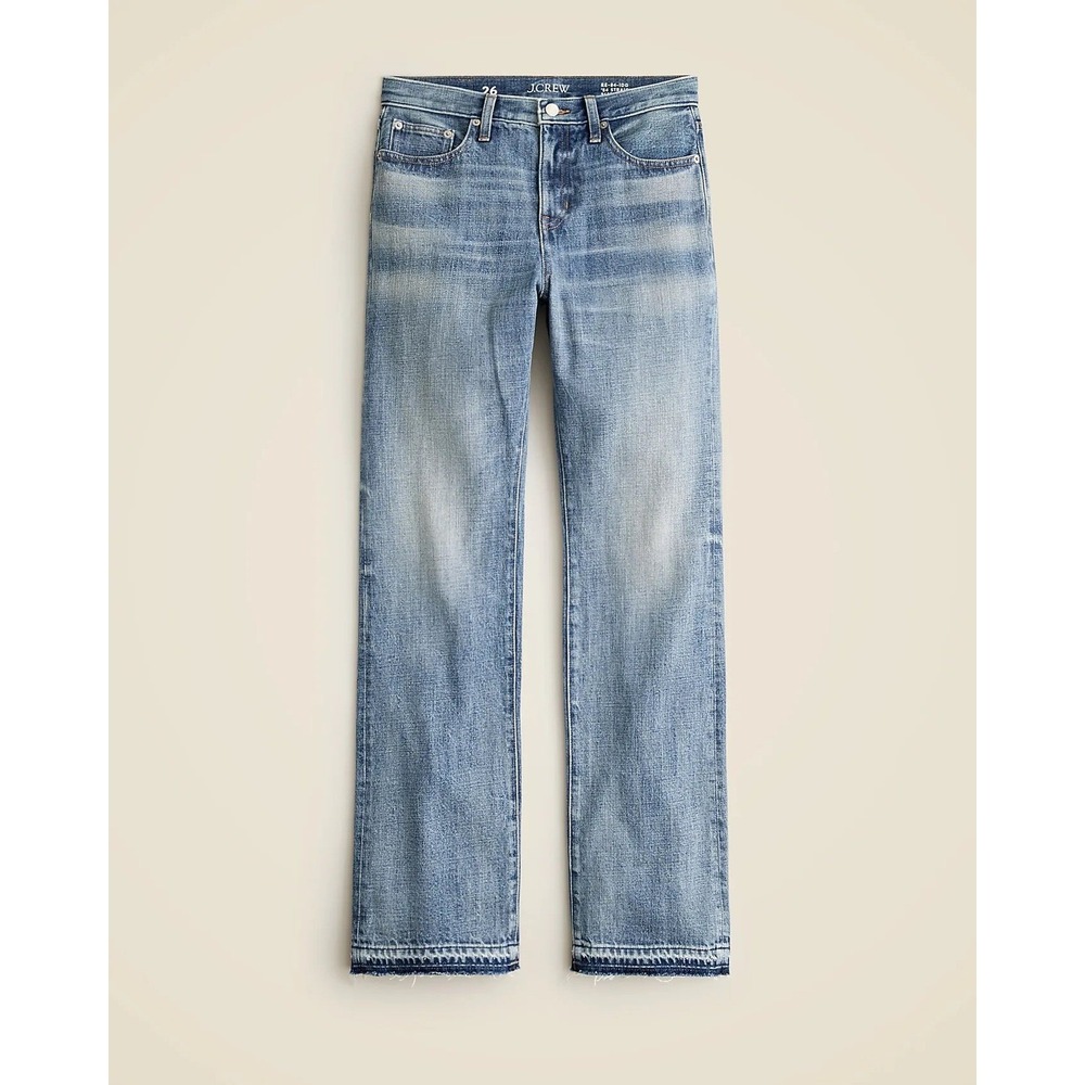 J.Crew 84 Straight Jeans Medium Wash Raw Hem Denim Size 27